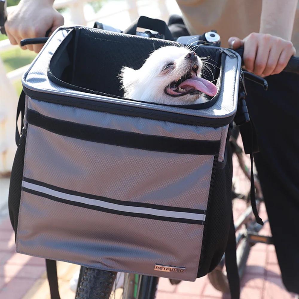 Dog Bike Basket, Small Medium Pets Dog Basket For With Breathable Mesh, Removable Bicycle Basket Front Handlebar Bicycle Basket