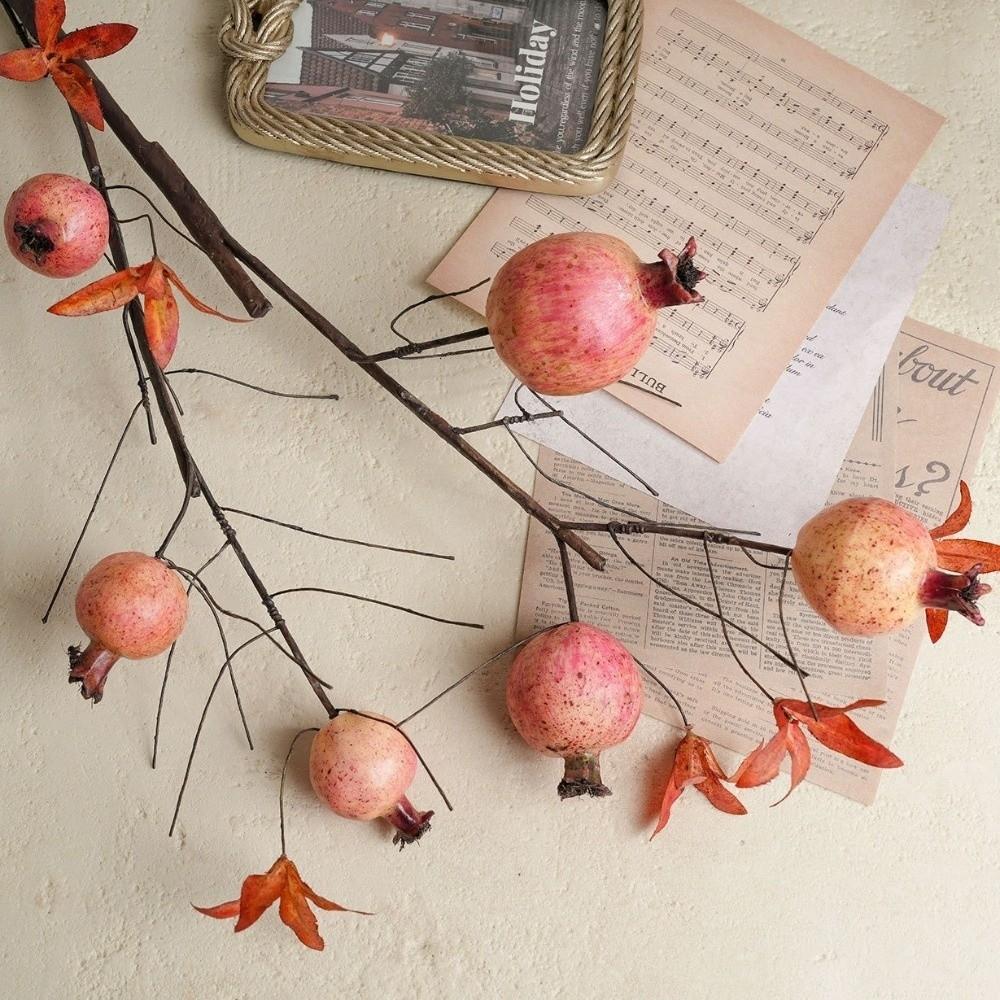 6 Fruits Artificial Pomegranate Branches Realistic Handmade Foam Fruits Branches Plastic Simulation Pomegranate Fruit