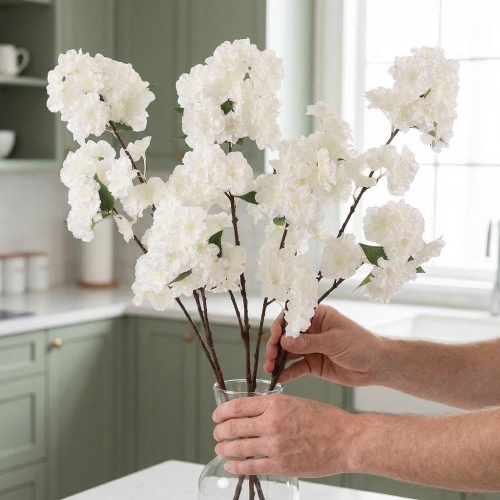 Green Leaves Faux Sakura Flower Branch Real Touch Simulation Floral Fake Flower  Mother's Day Gift