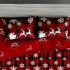 3-Piece Christmas-Themed Duvet Cover Set - Soft Breathable and Hypoallergenic Fabric - Checkered Elk Snowflake Print Design P