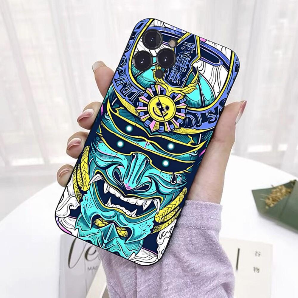 Samurai Oni Mask Phone Case For IPhone 16 15 14 11 12 13 Mini Pro XS Max Cover 6 7 8 Plus X Funda Shell