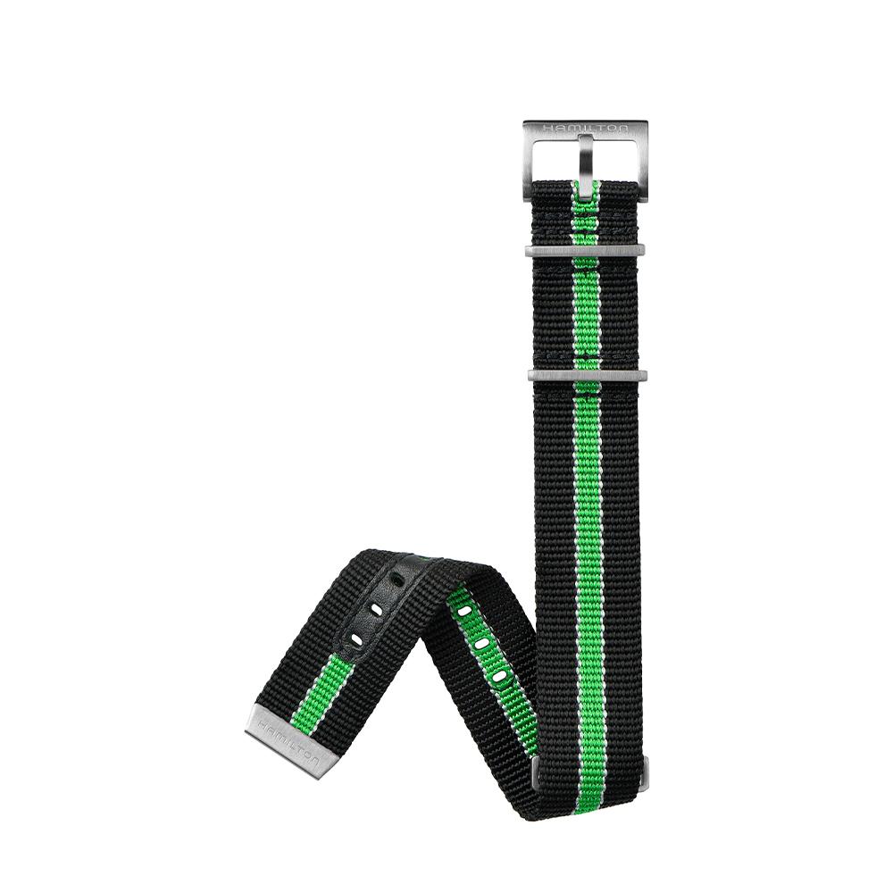 [Hamilton] Black, Green NATO Strap 22mm H6003541071
