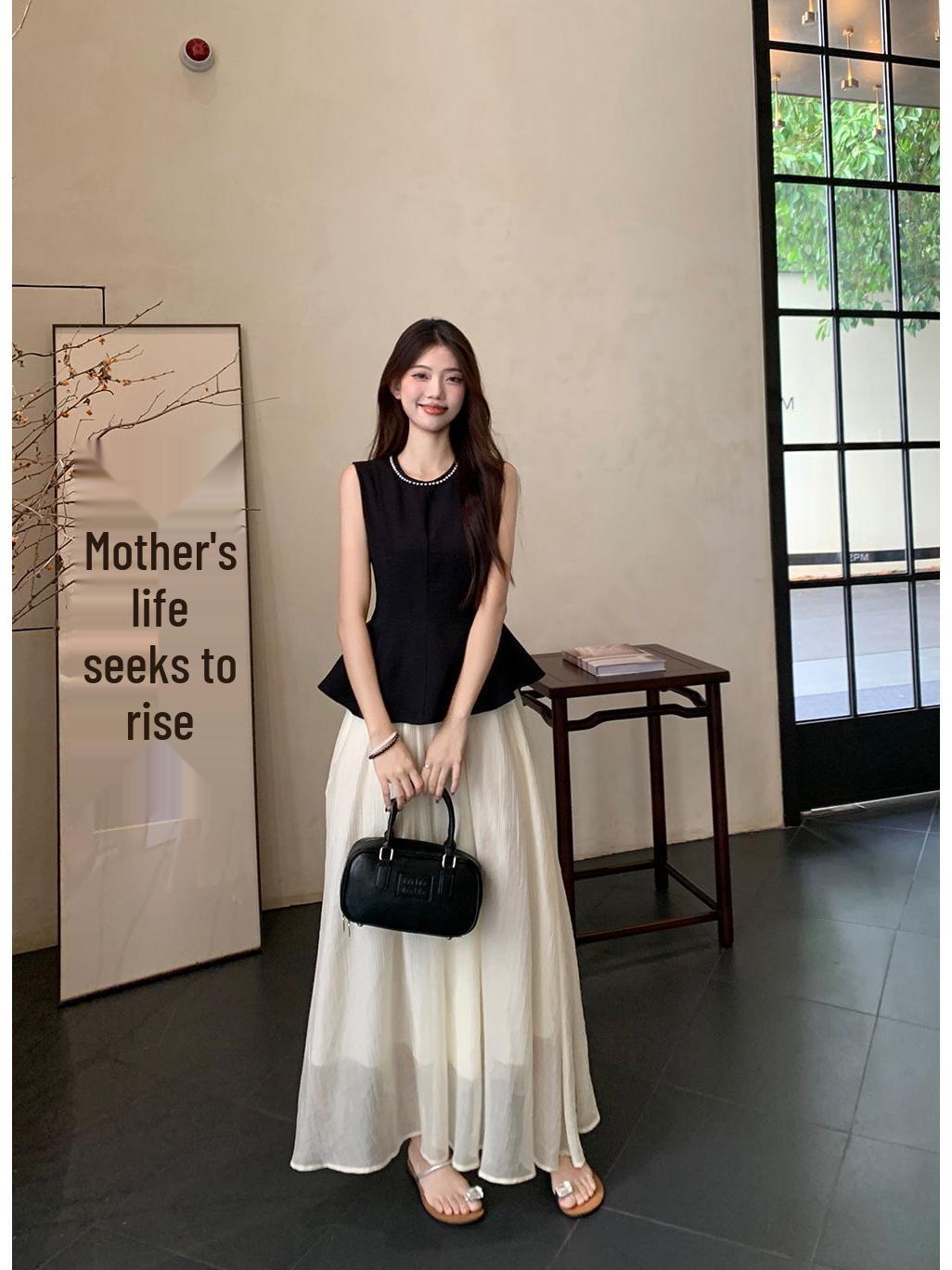 Элегантный корейский летний комплект юбка + топ - Модный комплект из двух предметов для легкого, зрелого образа L