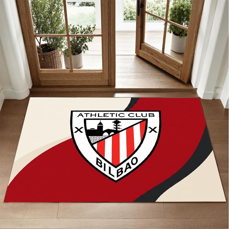 Athletic Bilbao Football Design Crystal Velvet Rug Soft Decorative Mat for Bedroom Entrance