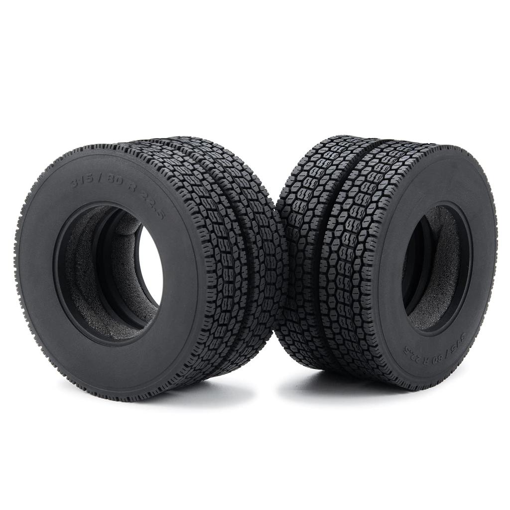 TRZX RC Rubber Tires Wheels Tires for 1/14 Tamiya Tractor Truck Trailer Upgrade Parts (4pcs 22mm)