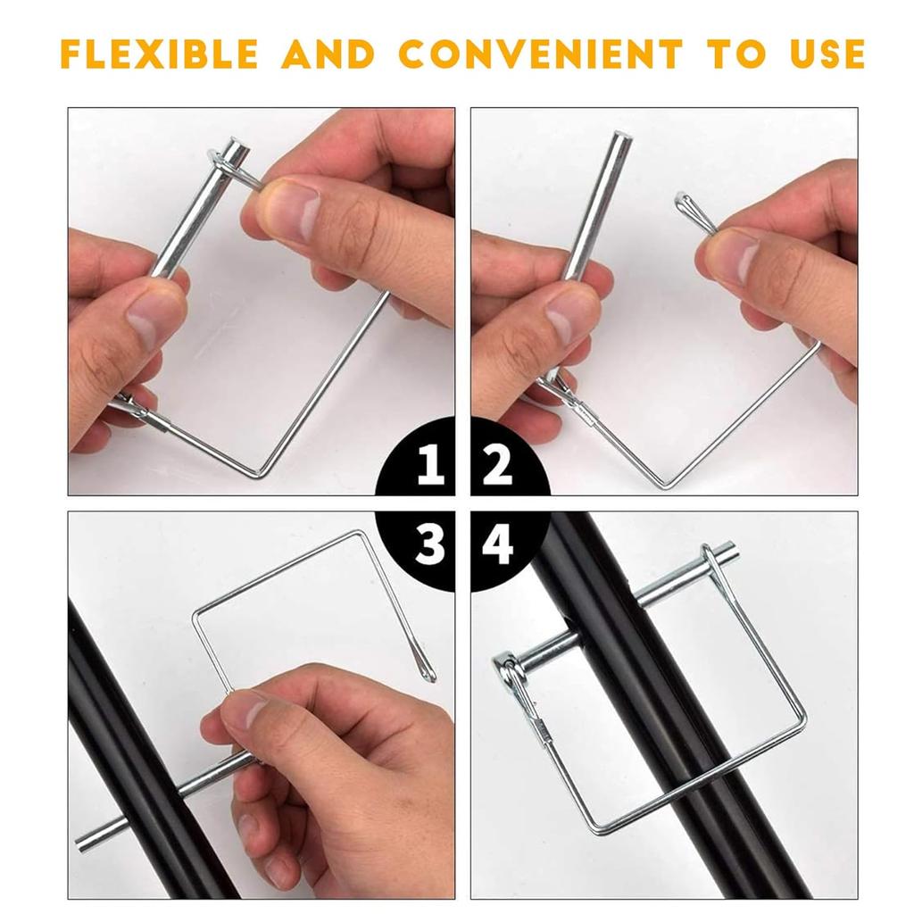 Pinos de Engate Quadrados de Serviço Pesado (10 pacotes) - Aço Carbono com Revestimento de Zinco, Pino de Engate para Reboque 1/4" x 3-5/32" para Reboques, Carros, Equipamentos de Içamento,