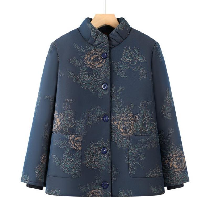 

Women s cotton-padded clothes with velvet old winter cotton-padded jacket jacket old lady cotton-padded clothes warm and thickened women 5XL [recommended 150-80kg] синий