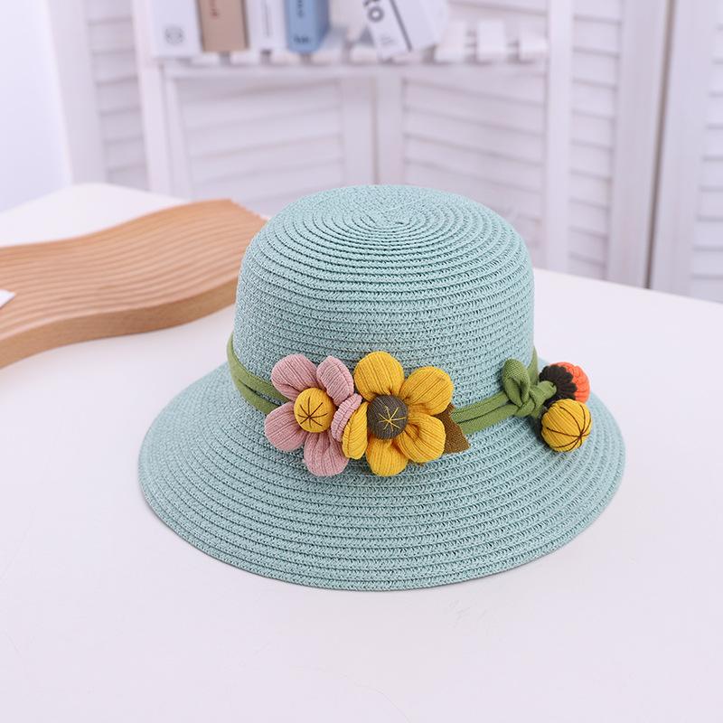 Hat female summer baby sun hat travel beach visor parent-child straw hat big brim children's basin hat sun protection
