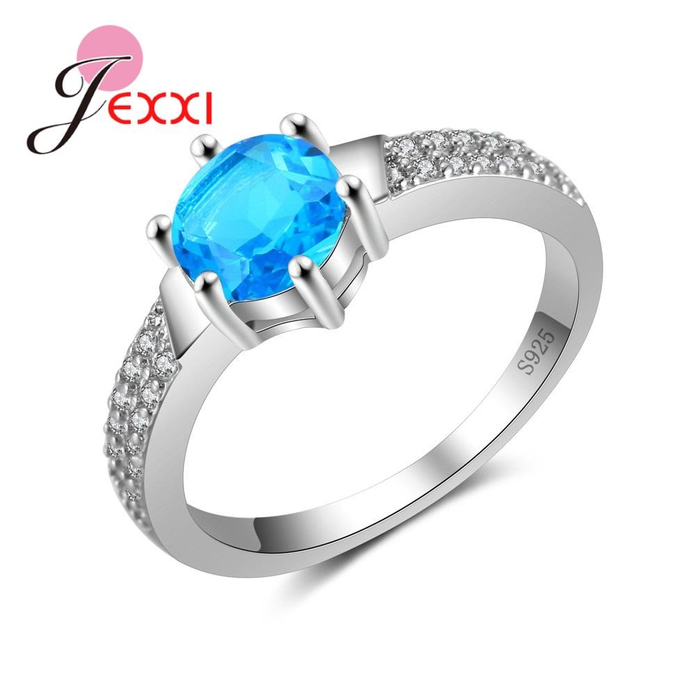 Female Purple Zircon Stone Pave White Crystal 925 Sterling Silver Bling Rings Women Wedding Engagemen Fashion Ring Bijoux