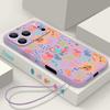 For iPhone 17 Pro Max Case Colorful Cartoon Pattern Soft Silicone Lanyard Cover For iPhone 16 Pro Max Cover iPhone 15 14 13 12 11 16E Air