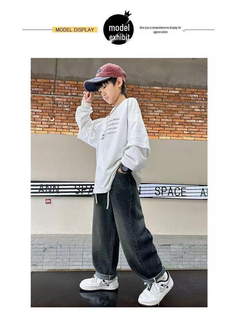 Boys' Autumn & Winter Fleece-Lined Jeans - New Collection for Older Kids