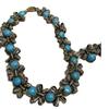 Vintage Blue Turquoise Zircon Bow Necklace Medieval Metal Old Clavicle Chain Diamond Turquoise Earrings Women