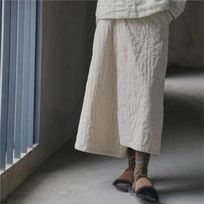Women Vintage Irregular Warm Skirts Elastic Waist Solid Color Clothes Winter New A-Line Women Casual Skirts