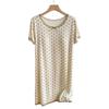 Polka Dot Girly Short Sleeve Modal Nightgown with Lace and Chest Pad