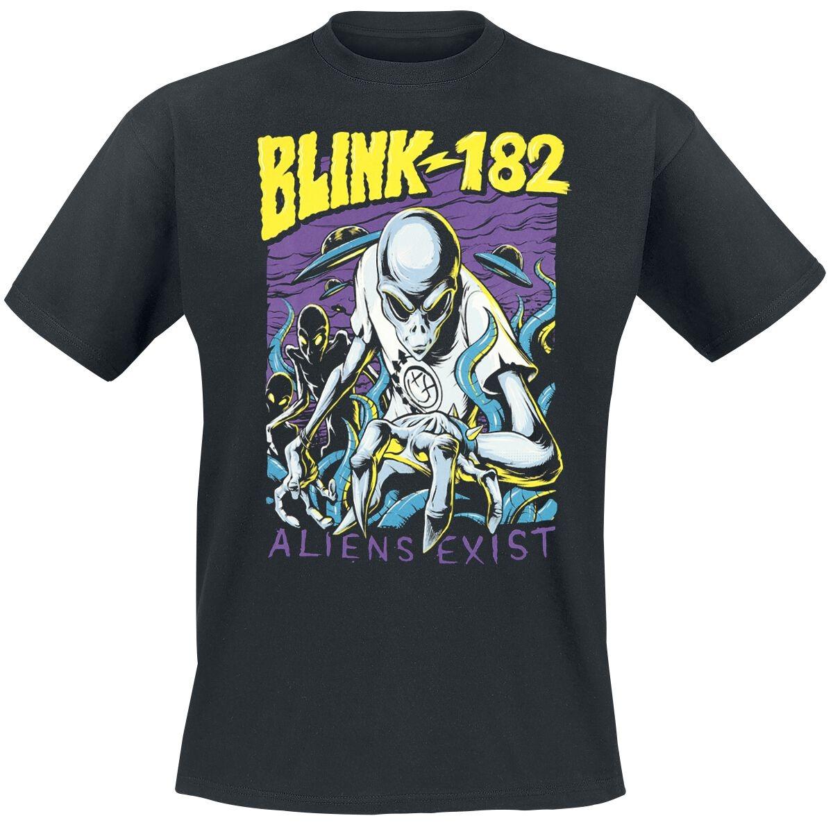 Crew Neck T - Shirt with Blink-182 Aliens Exist Sci-Fi Creative - Inspired Graphic Featuring Punk Art for Fans Blink-182 S