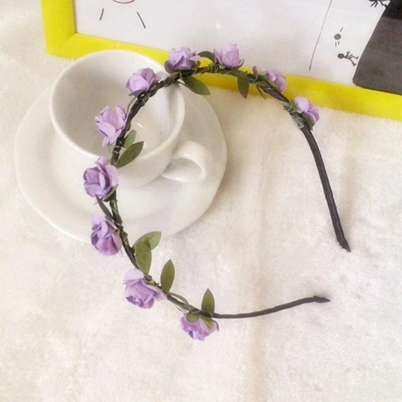 Hot sale ladies rose flower hair bands colorful wedding headwear