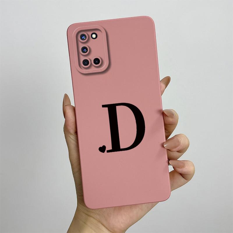 Für OPPO A52 A72 A92 Hülle CPH2061 CPH2067 CPH2059 CPH2069 Handyhülle Niedliche Initialien Quadratisch Stoßfest Silikon Rückseite