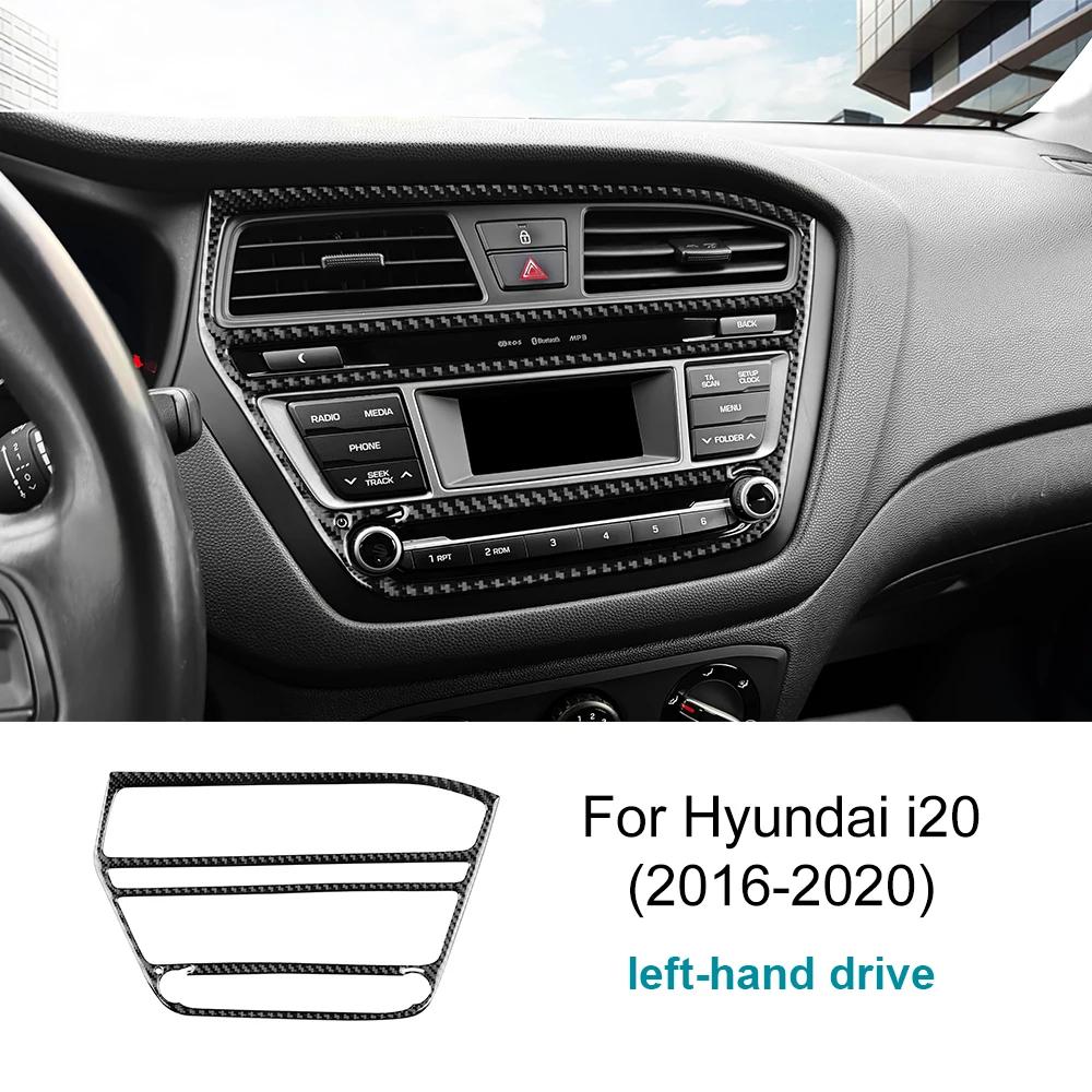 For Hyundai I20 2015 2016 2017 2018 2019 2020 LHD RHD Real Soft Carbon Fiber Center Console CD Panel Frame Car Accessories