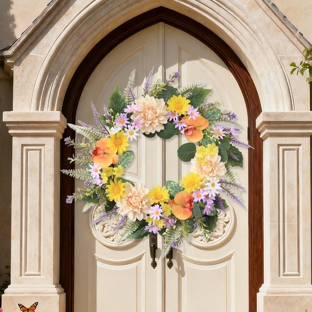Artificial Dahlia Orchid Wreath For Spring Wedding Party Decorations Door Artificial Flower New Artificial Hanging Flowers