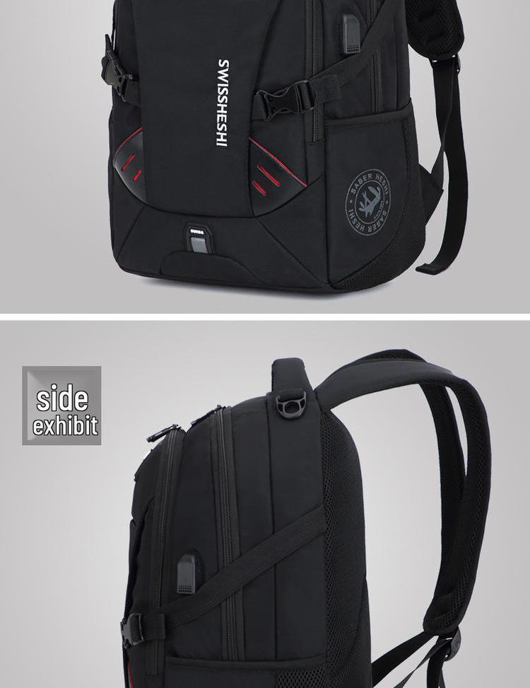 Swiss Men's Large Capacity Waterproof Travel Backpack - Lightweight Laptop Bag for High School Students