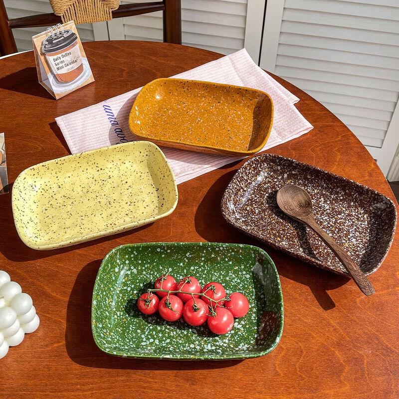 Retro Ceramic Rectangular Dessert Plate
