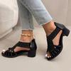 Ladies Shoes on Offer Summer Back Zipper Women's Sandals Fashion Crystal Office and Career Open Toe Best Seller Heeled Sandals