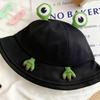 Cute and soft 3D frog bucket hat for women, spring and summer sun protection, versatile cartoon design with ears and paws