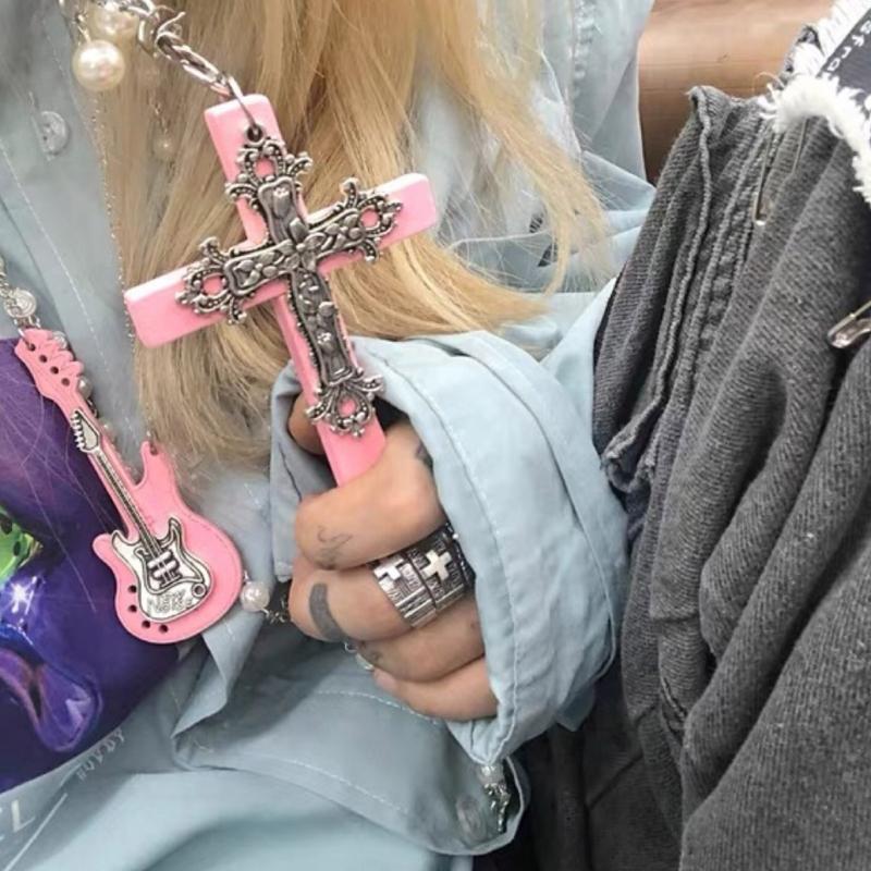 Модне дерев'яне хрестоподібне підвісне намисто Панк Готичний Комір Чокер Довгий ланцюжок на шию Прикраси Y2K для жінок Чоловіків