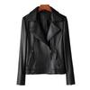 Women's Genuine Sheepskin Slim Motorcycle Leather Jacket with Suit Collar (Spring/Autumn 2026)