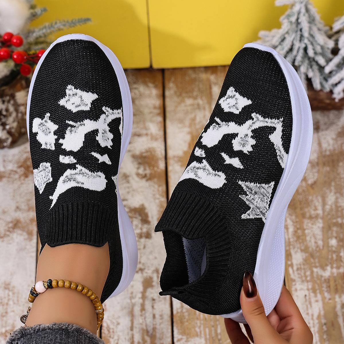 

Fashion Plus Size Women Casual Mesh Shoes Spring New Knitted Flat Sports Single Shoes Breathable Soft Sole Comfortable Sneakers Women 35 чёрный