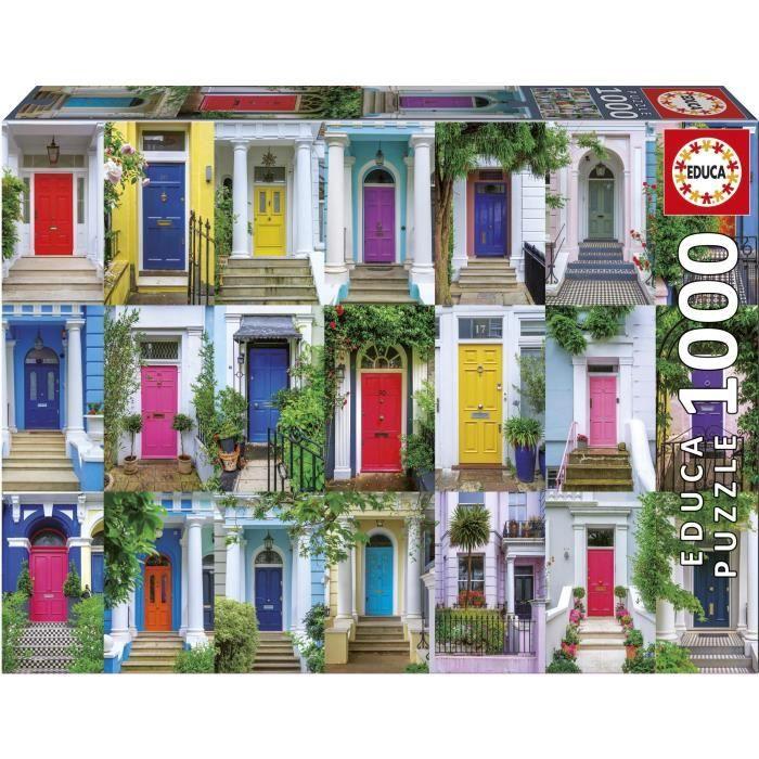 Puzzle - EDUCA - Portes de Notting Hill - 1000 pièces - Thème Architecture - 68 x 48 cm