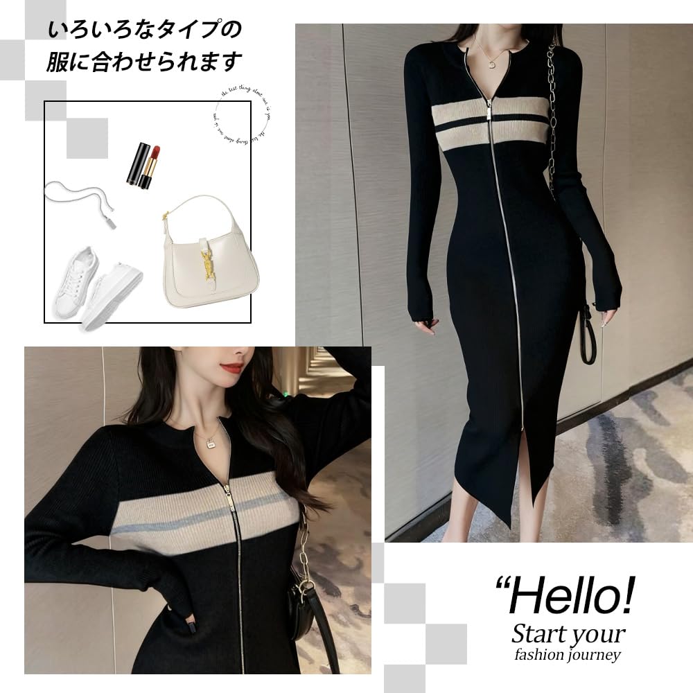dress with a stylish zipper design [PHOLEEY] Women's one-piece