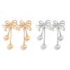 Zarte Schleifenform Ohrringe Schleifen Anhänger Ohrringe mit Herz Trendige Ohr Accessoires Abschlussball Schmuck für Damen