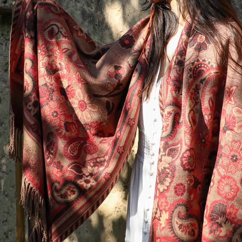 Travel Vacation Cold Shawl Ethnic Style Thickened Poncho Scarf