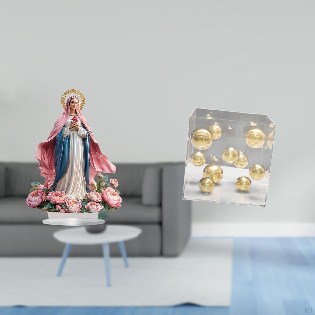 Nativity Scene Sculpture Table Ornament Acrylic Square Box Transparent Display Cover Ball Modern