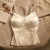 Women's Camisole Vest Inner Top with Chest Pad Short Lining Bandeau Outer Wear Neo Chinese Style Top