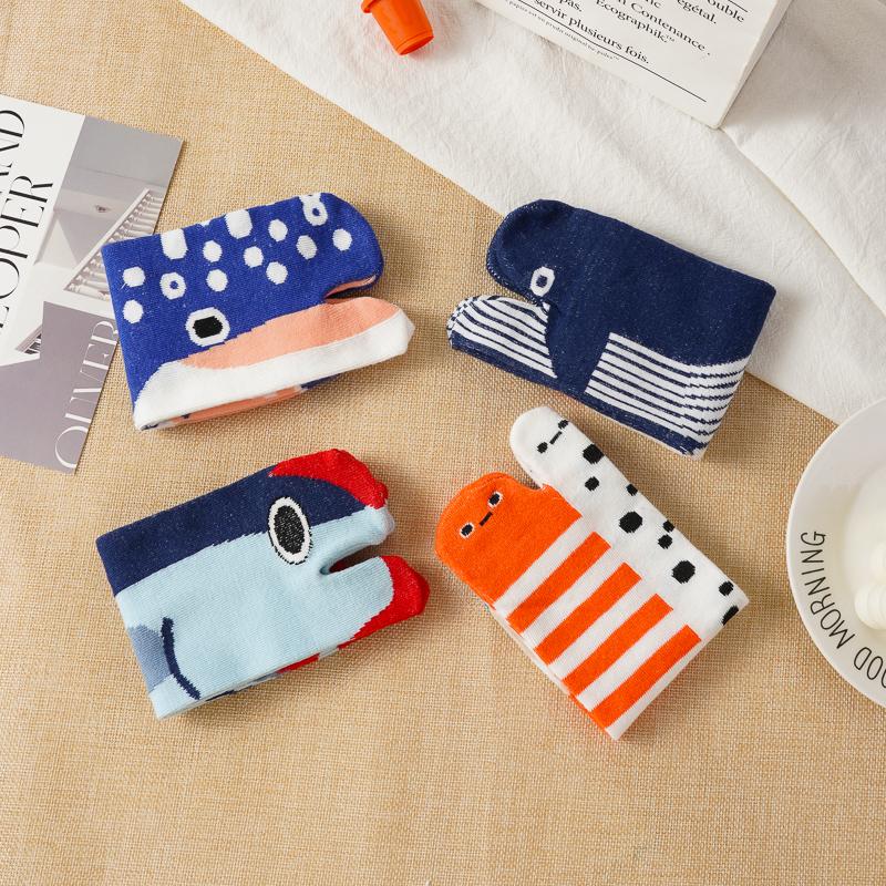 Zehensocken Cartoon Hai Wal Print Weiche Atmungsaktive Socken