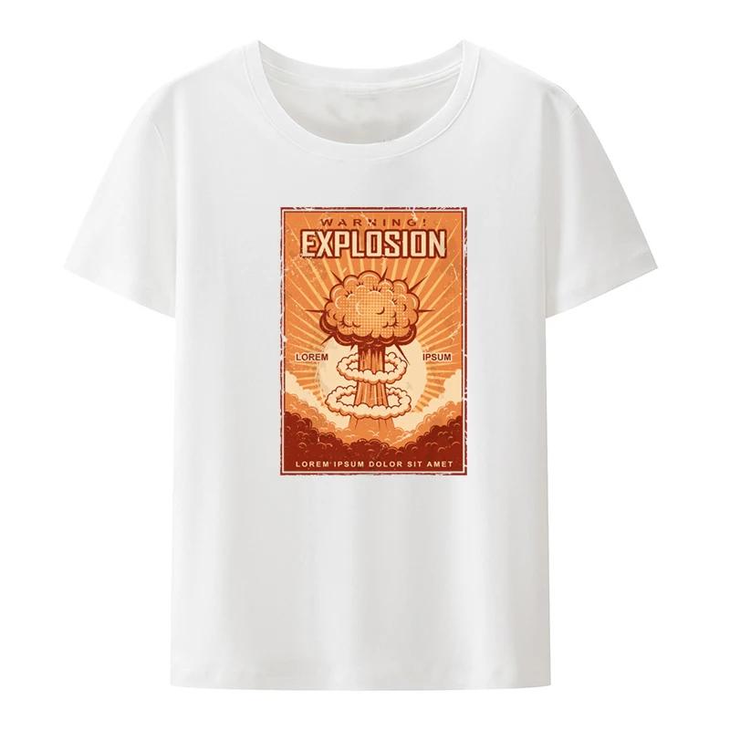 Vintage Posters Vintage Explosion Poster On a Grunge Background Printed T-shirt Top Comfortable Creative Summer Clothes for