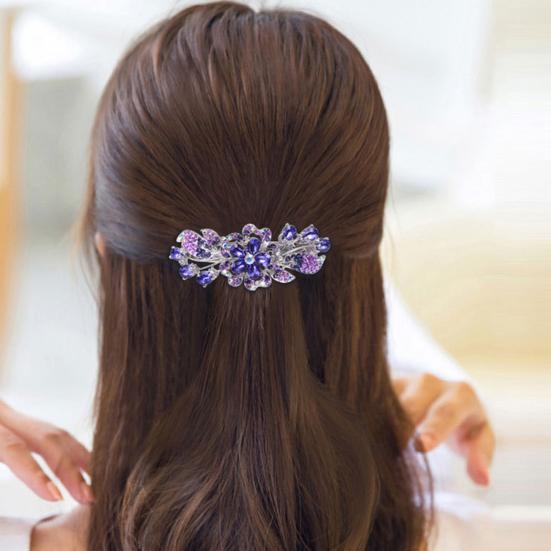 Beautiful Non-Slip Delicate Headdress Women Symmetrical Geometry Rhinestone Hair Barrette for Dating Clip