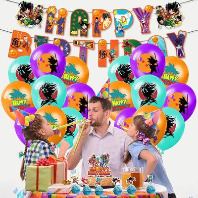 32 Pcs Dragon Ball Birthday Party Supplies Includes Banner CakeToppers Balloons