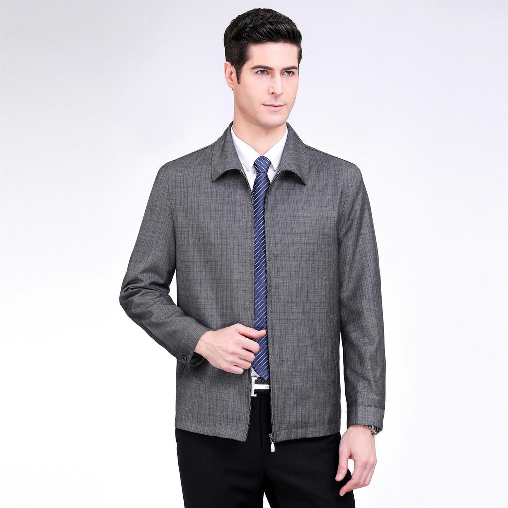 Frühlings- und Herbst-Wolljacke Herren Mittleren Alters Revers Dünn Herren Business-Jacke Väterkleidung