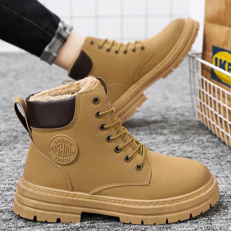 Fashion Winter Men's Boots Fashion High Top Casual Ankle Boot Plush Warm Snow Boots Outdoor Non Slip Platform Boots for Men Botas Hombre