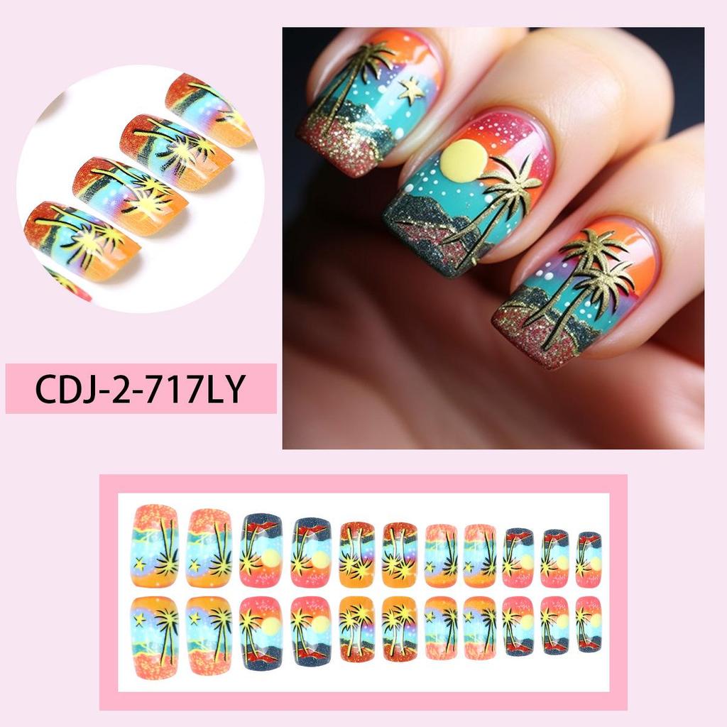 Pegatinas Desmontables para Uñas Estilo Europeo y Americano - Uñas Postizas Simples y Llevables