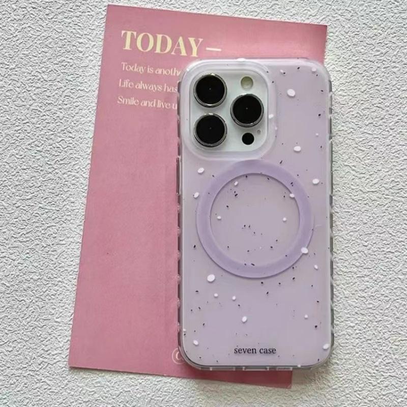 Magnetic grape purple splashed ink phone case with holder For iPhone 11 12 13 14 15 16 17 pro max