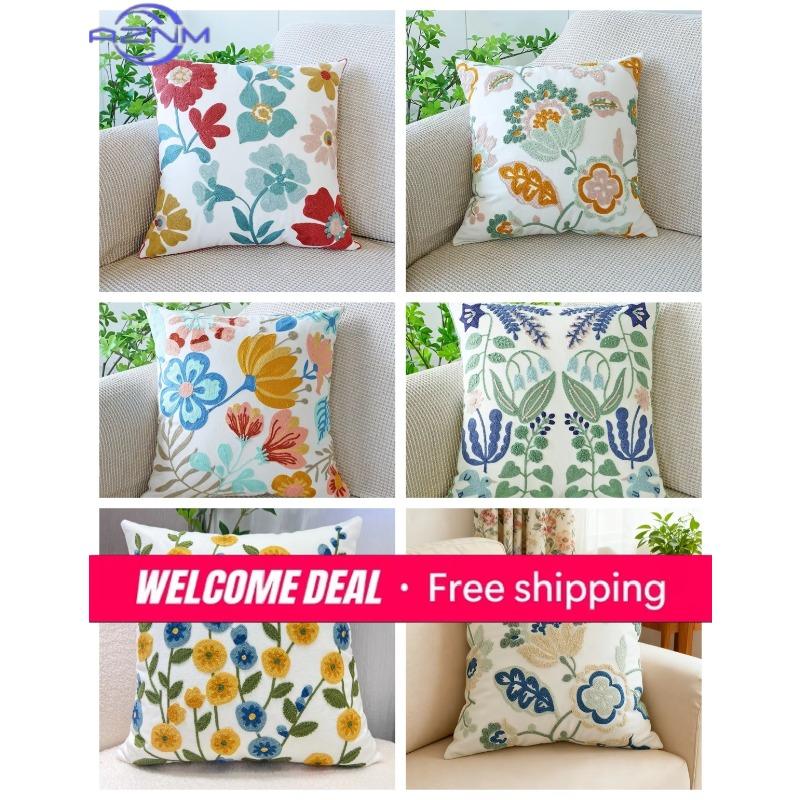 pc Boho Flower Pillow Cover Polyester D DoubleSided Print Soft Decorative Cushion Case for Sofa Bedroom Bedside Cozy Ameri