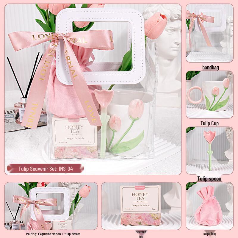 Ceramic Tulip Mug & Spoon Gift Set INS-04