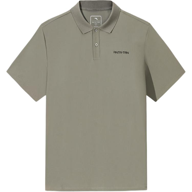 Anta Comfortable Casual Simple Versatile Letter Print Short Sleeve Polo Shirt Men Polo Shirts Gray 952527138-2