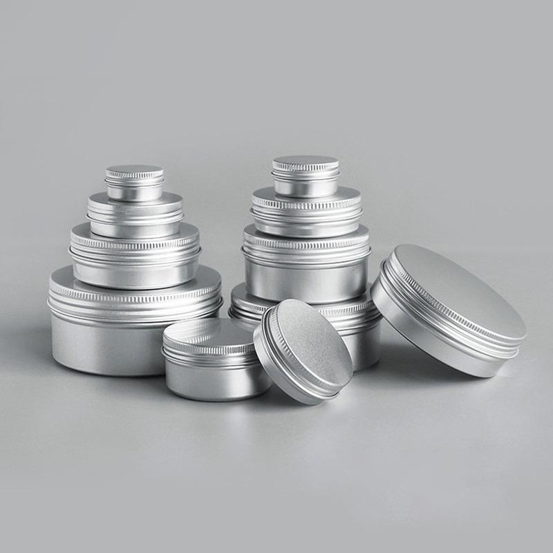 50PCS 10g 30g 50g 100g Aluminum Tin Jars Empty Cosmetics Container Metal Candle Jars with Lids Lip Balm Pot Face Eye Cream Box
