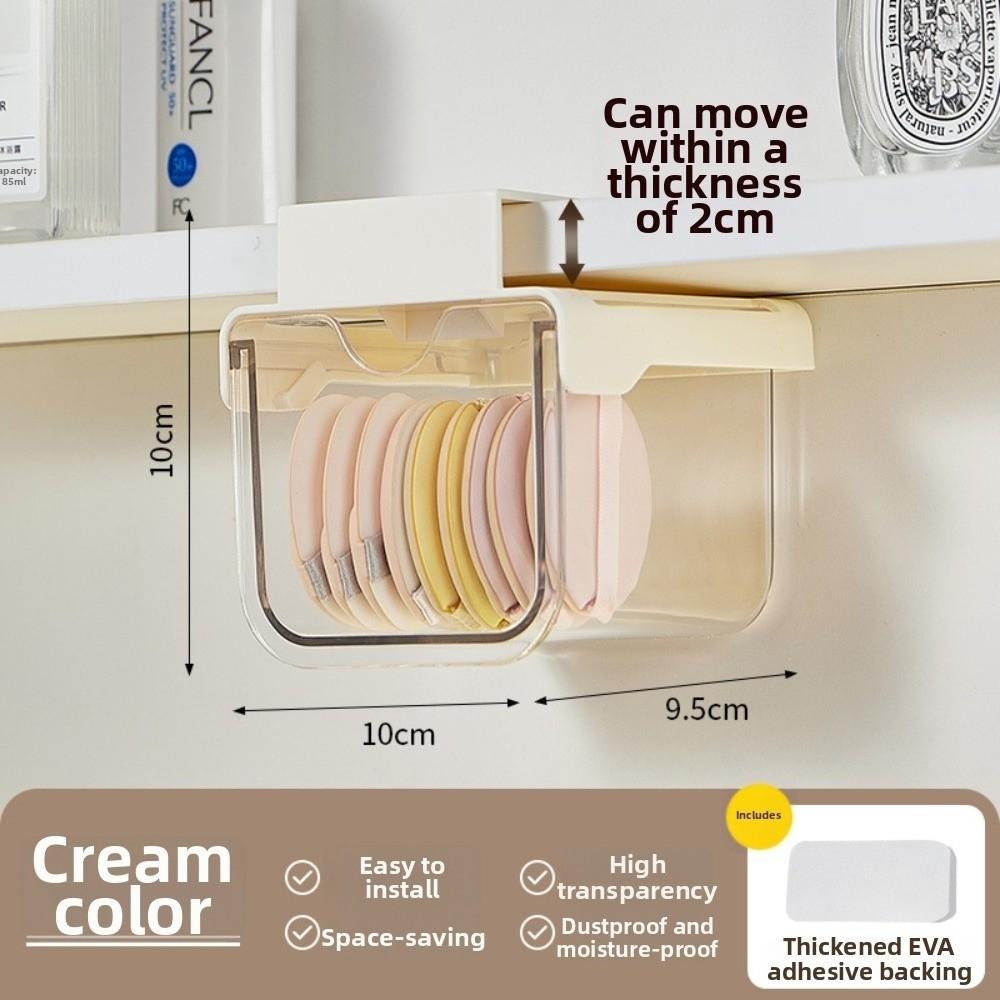 Transparent Pull-Out Storage Drawer Slide-Out Clear Storage Box Table Beige S