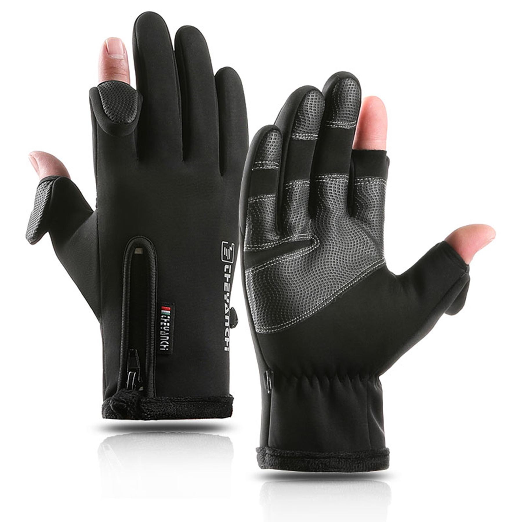

Winter Fingerless Gloves For Men & Women,Cold Weather Windproof Touchscreen Warm Cycling Gloves For Photography Ski Motorcycle XL